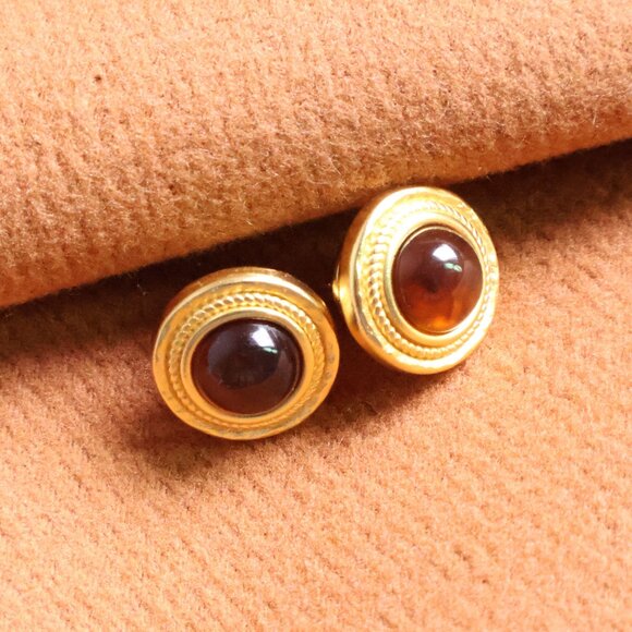 Julie Vos | Madison - Gold Acetate Stud Earrings - Picture 2 of 2